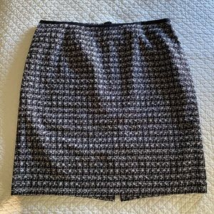 Talbots Black and white tweed skirt with grosgrain ribbon detail